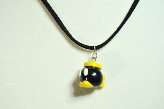 Bomb charm on black sued necklace, Clay, Pendant, Charm, Fun, Gamer