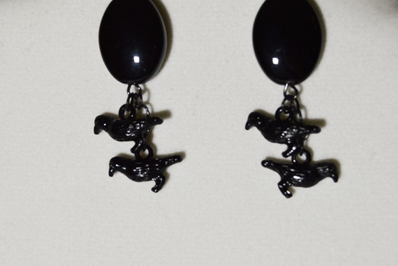 Black Raven or Crow Earrings, Goth, Halloween, Punk, Poe, Tarot, Birds