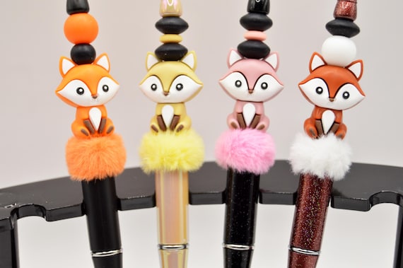 Foxy Pens, fuzzy, adorable, soft beads, refills included, cute, pretty