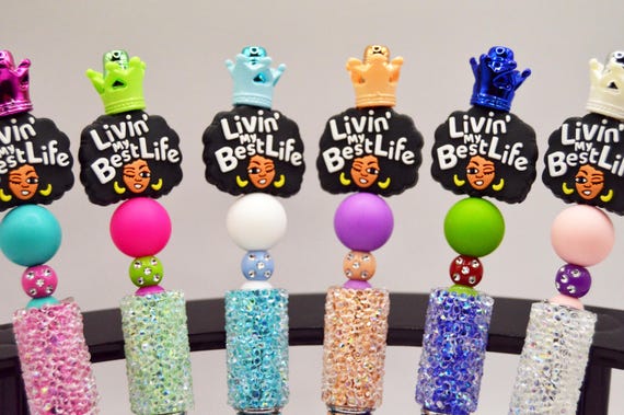 Living My Best life Pen, Colorful, Bling, Queen, soft beads, Gift for her