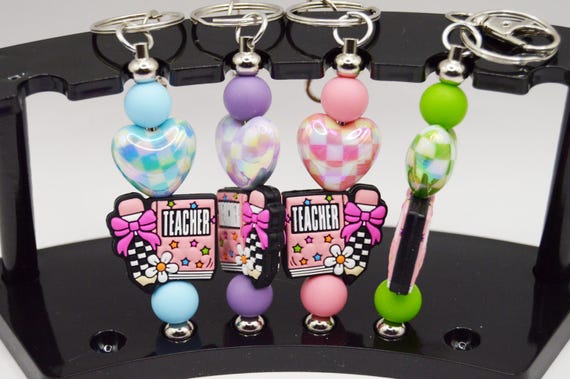 Your choice of color, Teacher Key Chains, Checkered, Hart, Colorful, gifts, gift bag, graduation, group