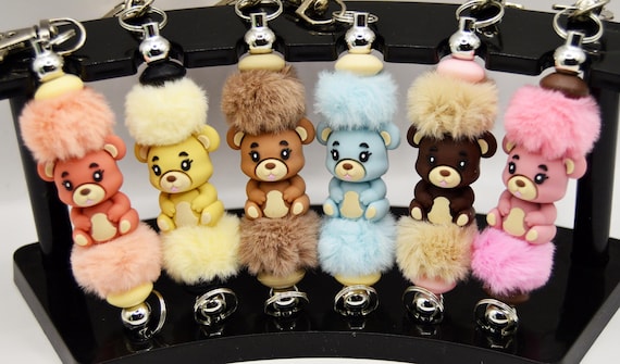 Fuzzy Teddy Bear Key Chains