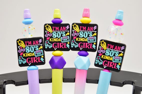 I'm an 80's Kinda Girl Pen, Retro, Pink, blue, yellow, Purple, Birthday gift, Comes with Refills