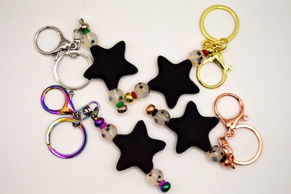 Big Black Star Key Chain, Purse Hanger, soft silicone