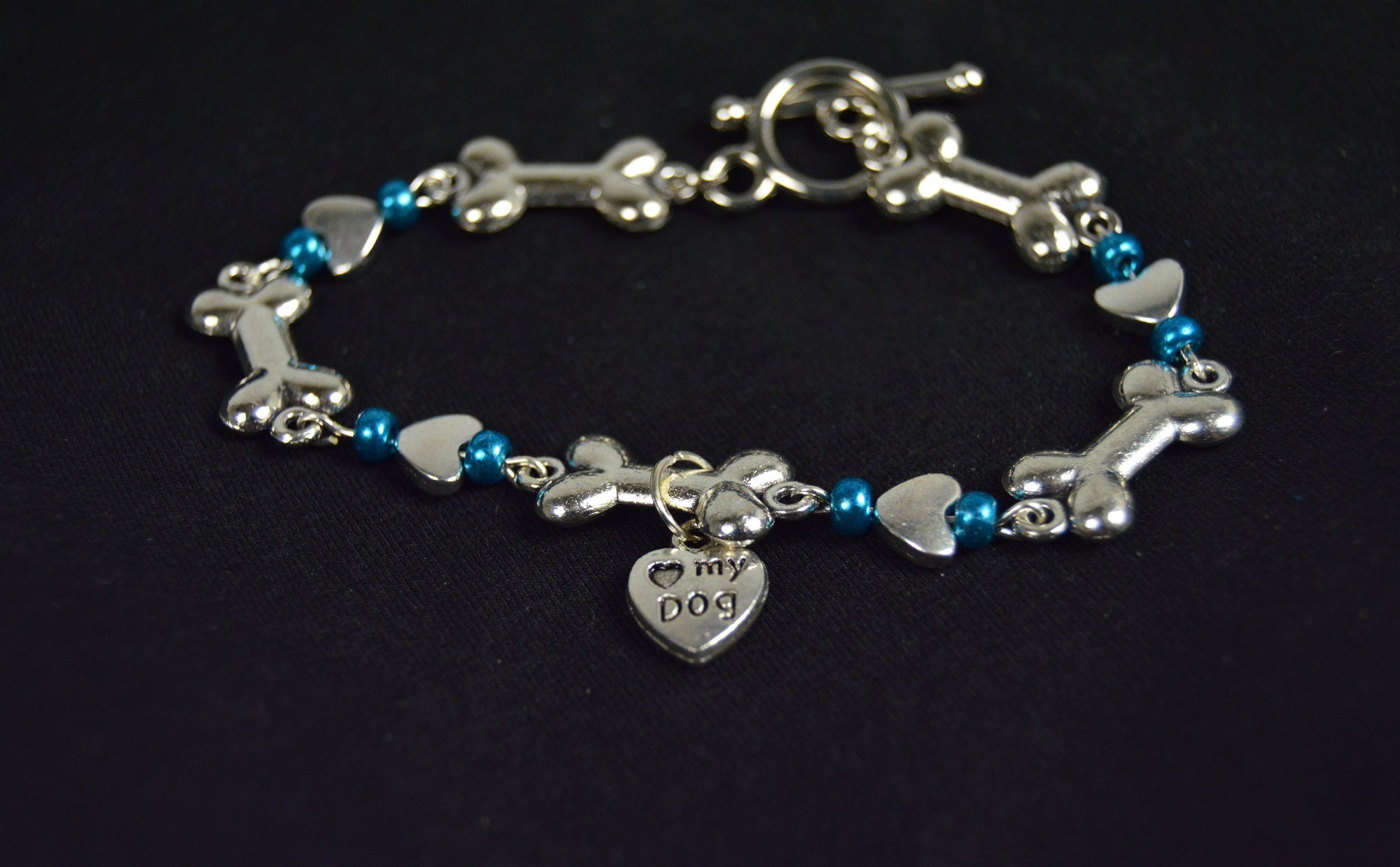 Dog Charm Bracelet/Love/Dog/Blue/Pet/Bone Etsy