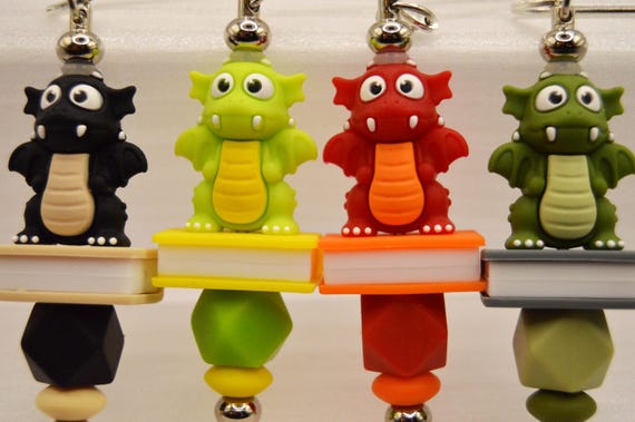 3D Silicone Dragon Bookmark, Stainless Steel Rod