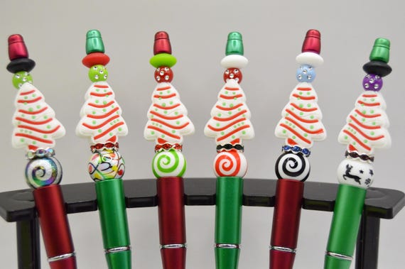 Christmas Cake Tree Pens, festive, office, gift