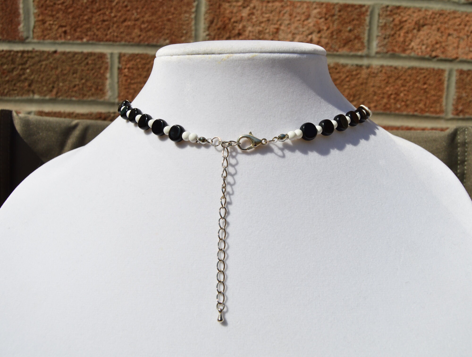 Black And White Large Swirl Hypnotic Necklace With Stars Trippy Artsy