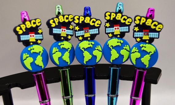 Space Satellite and Earth on Electroplated Pens