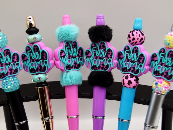 Fur Mamma Pens with faux fur, rhinestones, animal print