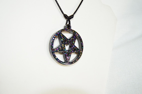 Pentagram Pendant Necklace, Color Choice, Customize, Satin cord