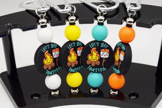 Let's Get Toasted Key Chain, Camping, Gatherings, Bonfire, Festival, Fishing, Outdoor humor