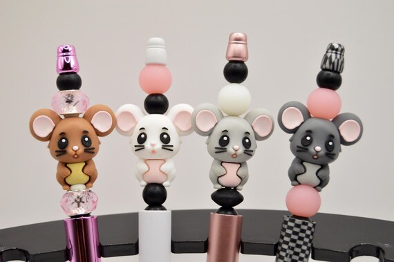 Adorable Mouse pen, refills included, gift, cute, retractable, rat love, birthday