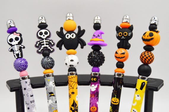 Halloween Pens, Skeletons, Spider, Witch hat, Black cat, Pumpkin, gift