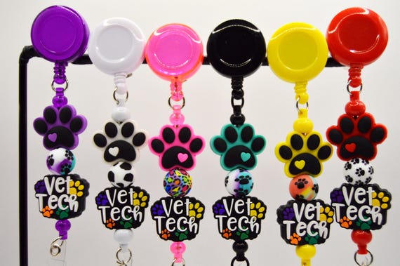 Vet Tech Badge Reel Holder, Animal doctor, Student, Professional, Colorful, Gift for any gender