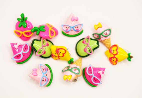 Fruity and delicious stud earrings, glasses, nerdy, funny, silly, kawaii cute