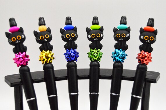 Black cat pens, cute, Halloween, Witch, Spikes, Gift