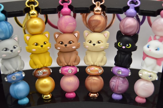 Cat Key Chains with Rhinestones