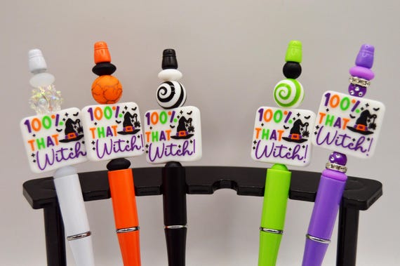 100% That Witch, Key Chain, funny, Halloween, gothic, gift, 2 refills included with each pen