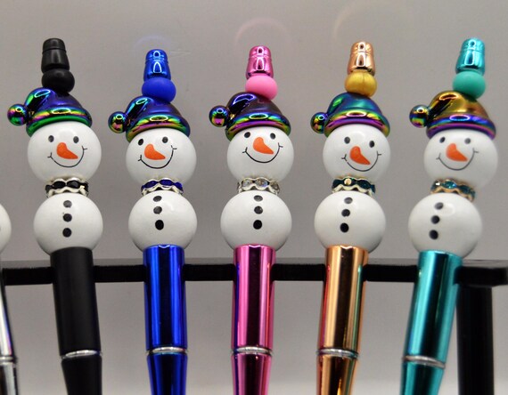 Snowman with beanie, metallic shine pens