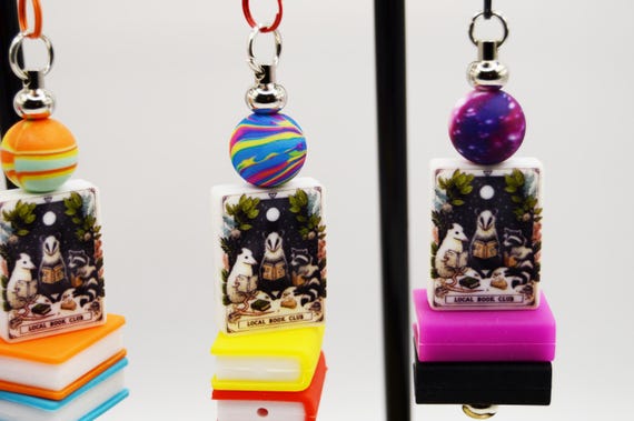 Local Book Club Keychain, spooky, animals, , soft beads, great gift for book lovers, possum, raccoon