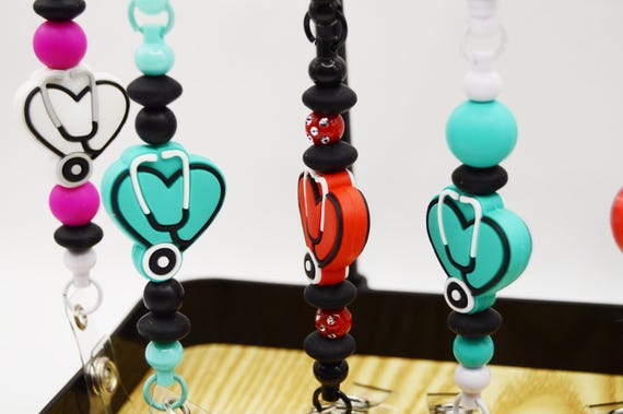 Stethoscope hart badge reel, medical, color choice, love helping others