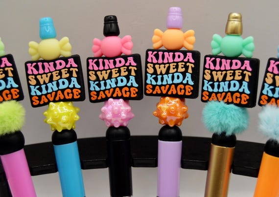Kinda Sweet Kinda Savage Pens, Colorful, faux fur, spikes