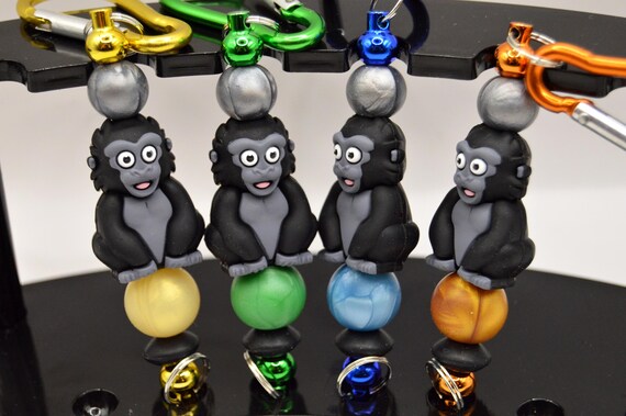 Silverback Gorilla Key Chains, soft silicone
