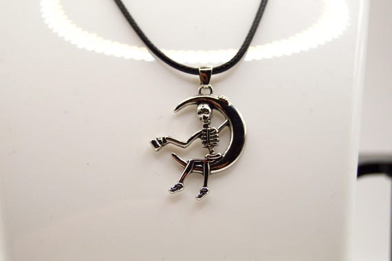 Skelly Moon Necklace, Fun, happy, concert, bar crawl, Halloween