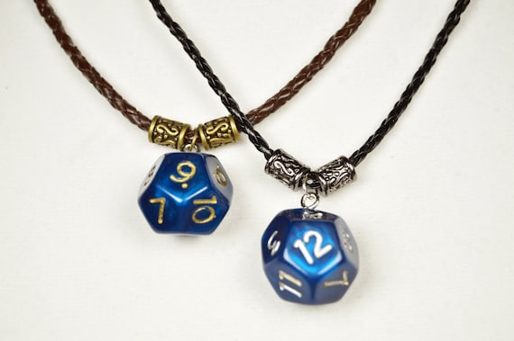 D 10 Dice necklaces,  PU leather, Black, Brown, Gamer, RPG