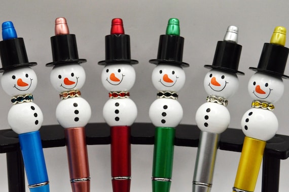 Winter Snowman Pens with top hats, refills included, Holiday