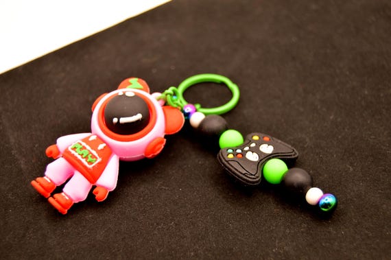 Space Bear, Game controller keychain, sci-fi, galaxy, soft, car hanger, backpack, purse