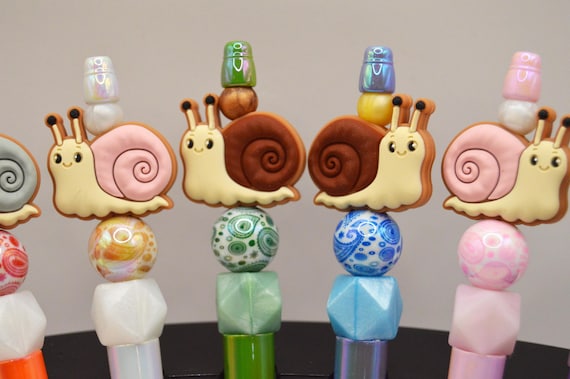 Pearlescent Snail Pens with paisley accent beads