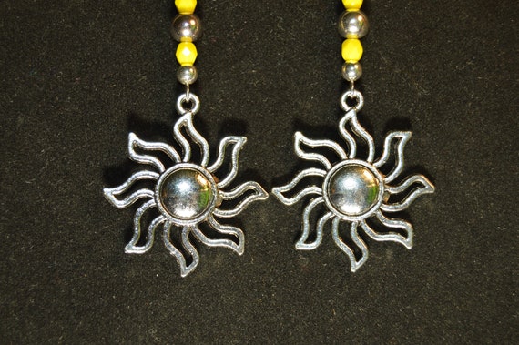 Bright silver, sunshine earrings with Czech yellow beads, Summer, Beach, Yellow, Fun, Party, Wedding