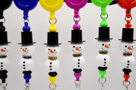 Snowman Reel Badge Holders, pretty and colorful, seasonal