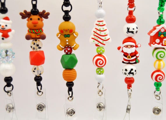 Christmas Holiday Badge Reel Holders, Reindeer, Snowman, Ginger bread, Penguin