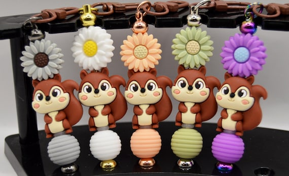 Squirrel Key Chains with flowers