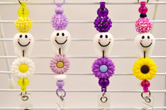 Happy Tooth Reel Badge holder with Rhinestones