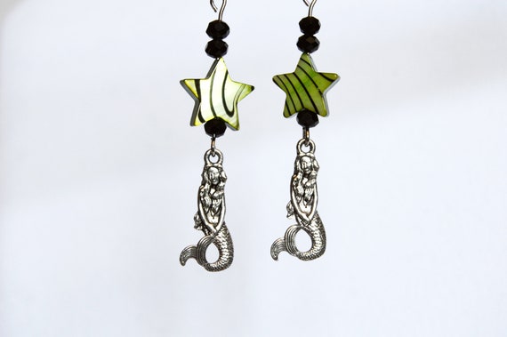 Mermaids and shell stars earrings, Green, Sea shell,  Beach, Salt Life