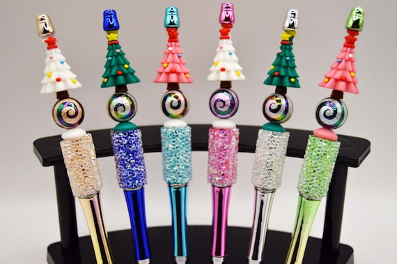Pretty little Christmas tree pens, White, Green and Pink, Festive metallic