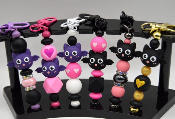 Sweet little bat key chains, Gift, Bat lover, Gothic, Creepy Cute, Purple and Black Bats, Harts