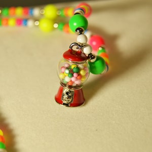 Fun bubblegum machine necklace, Candy, Gum , 3D Pendant, Rainbow
