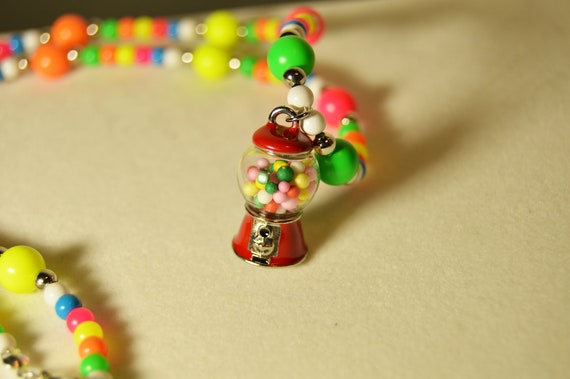Fun bubblegum machine necklace, Candy, Gum , 3D Pendant, Rainbow