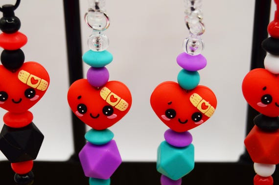 BooBoo Hart Badge Reel, cute, kawaii, Nurse, Doctor, Pediatrics, RN, Red, Color choice