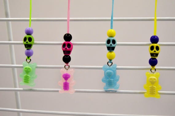 Skull and Gummy Bear, Cell Phone Charm, bright colors, comes with dust plug!