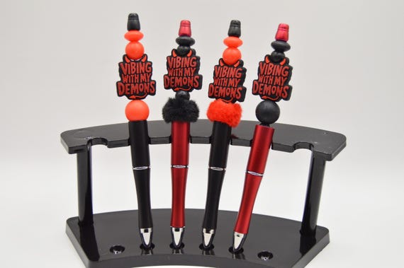 Vibing with my Demons Pen, Furry, Red, Black, Silicone, refills included