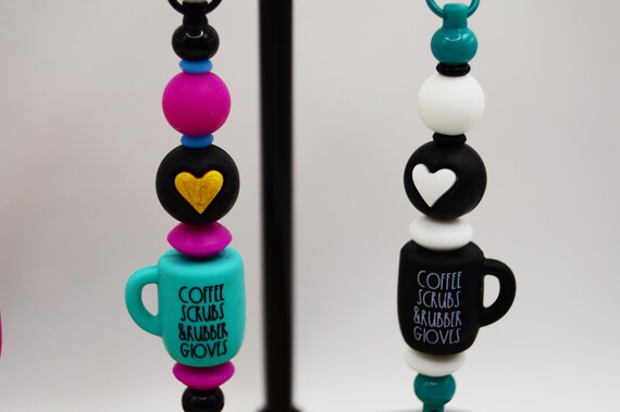 Coffee, Scrubs and Rubber Gloves badge reel, cute, funny, mug, morning, medical staff