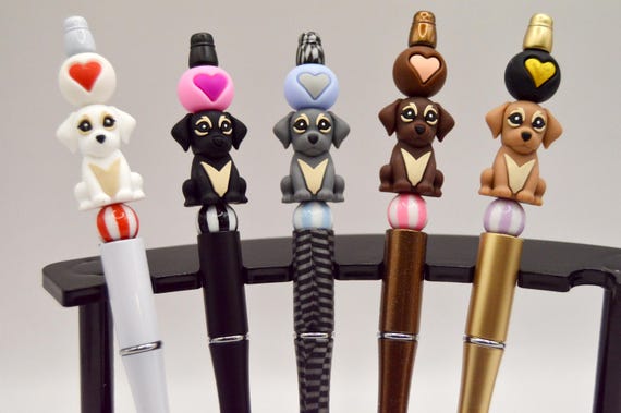Sweet little Puppy Dog Pens, White, Black, Brown, Gray, refills included
