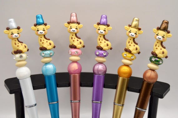 Brown Giraffe pens with bling! Includes refills!
