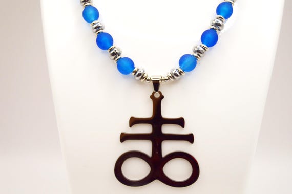 Stainless steel, Leviathan Cross Necklace, Tranquil, Temple, Blue, silver, beaded